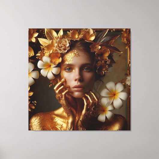 Gilded Pre-Raphaelite Woman 3 Canvas Afdruk (Voorkant)