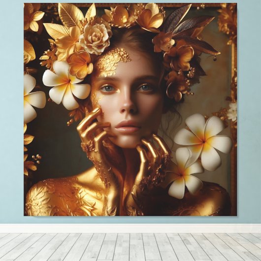 Gilded Pre-Raphaelite Woman 3 Canvas Afdruk (Insitu (Houten vloer))