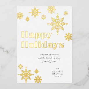 Gilded Snowflakes Business Holiday Kaart Gold FOIL