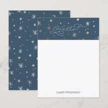 Gilded Stars Personal Stationery, Night Sky Card