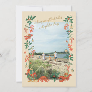 Gilded Tides Kust Kerst Foto Kaart