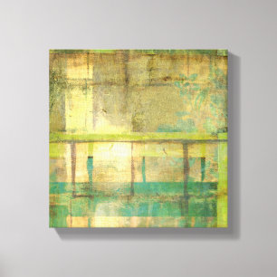 Gilded Turquoise en Green Abstract Painting Canvas Afdruk