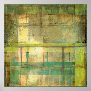 Gilded Turquoise en Green Abstract Painting Poster