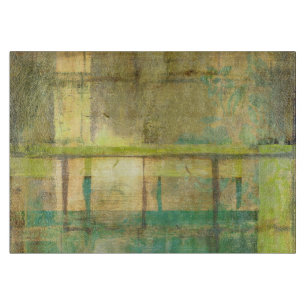 Gilded Turquoise en Green Abstract Painting Snijplank