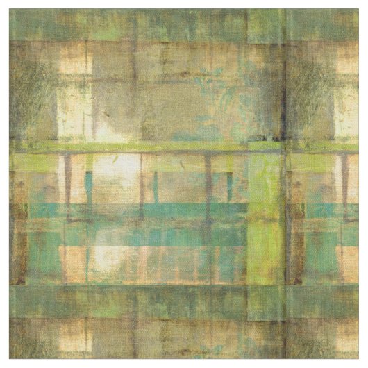 Gilded Turquoise en Green Abstract Painting Stof (Close Up)