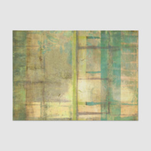 Gilded Turquoise en Green Abstract Painting Tissuepapier