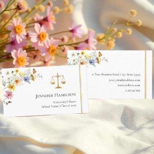 Gilded Wildflower Law School Afstuderen Naam Kaart Contactkaartje