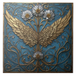 Gilded Winged Floral Tegeltje