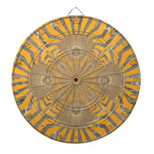 Gilded Zephyr: Elegantie in Gouden Geel & Chrome Dartbord