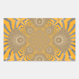 Gilded Zephyr: Elegantie in Gouden Geel & Chrome Rechthoekige Sticker