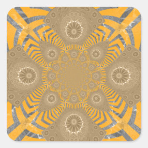 Gilded Zephyr: Elegantie in Gouden Geel & Chrome Vierkante Sticker