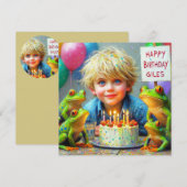 GILES ~ Carte d'anniversaire ~ Grenouilles ~ (Devant / Derrière)