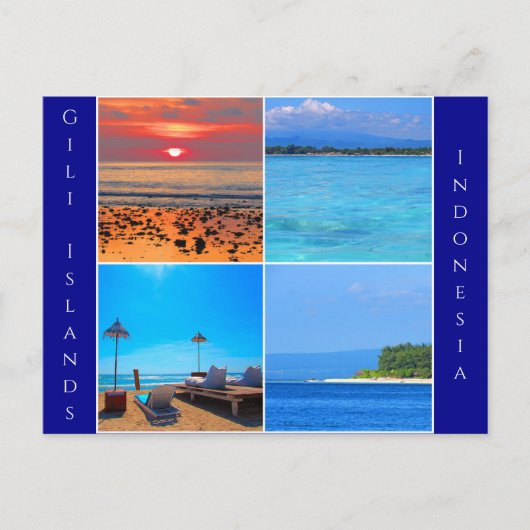 gili eilanden indonesië collage briefkaart (Voorkant)