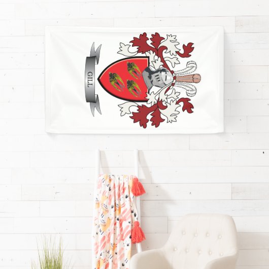 Gill Family Crest Coat of Arms Spandoek (Insitu)