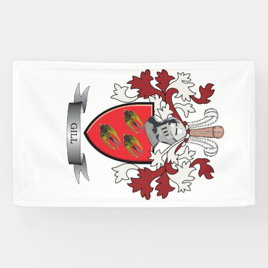 Gill Family Crest Coat of Arms Spandoek (Horizontaal)