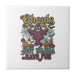 Gillen Willen Gewoon Fun Ghost Pompoenen Heks Ma Tegeltje
