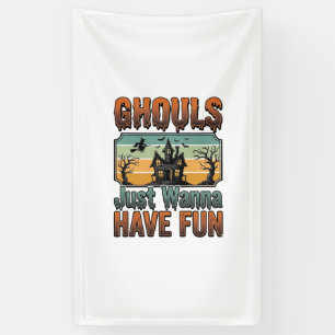 Gillen Willen Gewoon Fun Vintage Halloween Spandoek