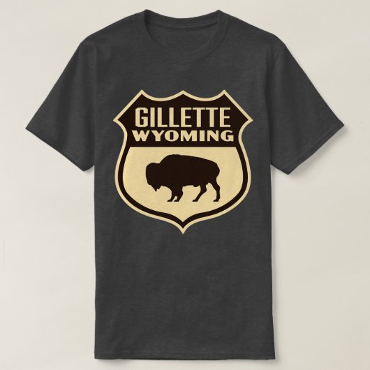 Gillette Wyoming Retro Buffalo Shield Brown T-shirt (Design voorkant)