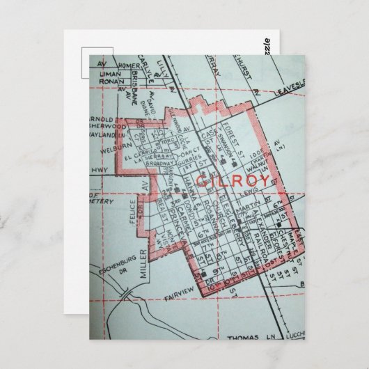 Gilroy, CA Carte ancienne (Devant / Derrière)