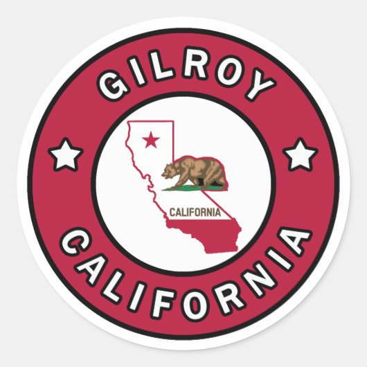 Gilroy California Ronde Sticker (Voorkant)