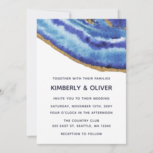 Gilt Agate Wedding Invitations Kaart (Voorkant)