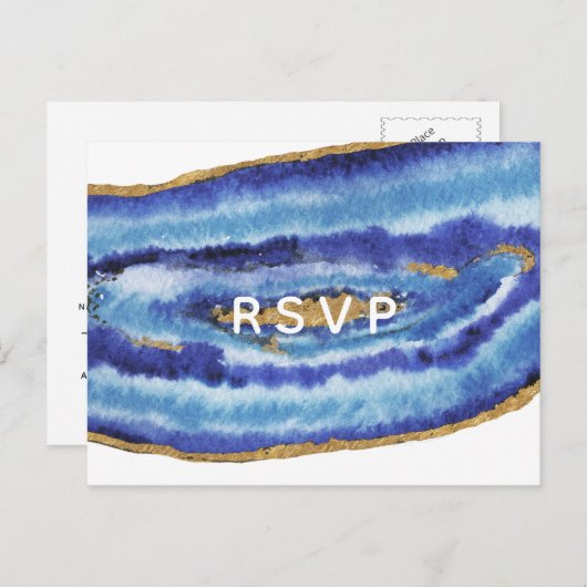 Gilt Agate Wedding Invitations rsvp Postcard (Devant / Derrière)