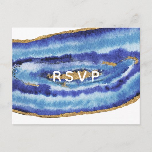 Gilt Agate Wedding Invitations rsvp Postcard (Devant)