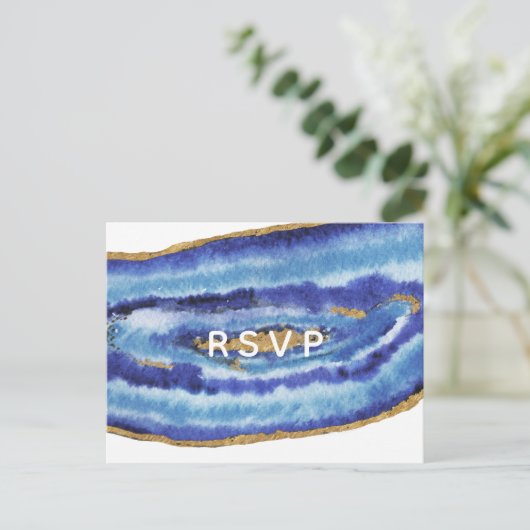 Gilt Agate Wedding Invitations rsvp Postcard (Debout devant)