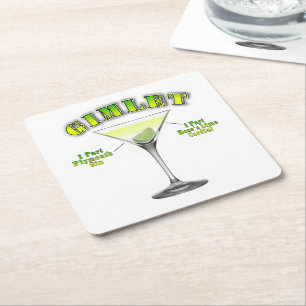 Gimlet Martini Cocktail Recept Kunst Vierkante Kartonnen Onderzetter