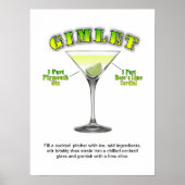 Gimlet Martini Cocktail Recette 18"x24" Poster d'a (Devant)