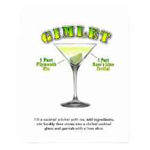 Gimlet Martini Cocktail Recipe 16"x20" Art Poster