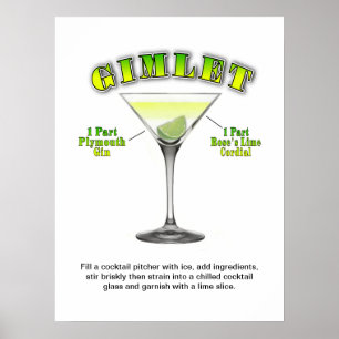 Gimlet Martini Cocktail Recipe 18 x 24-inch Art Po Poster