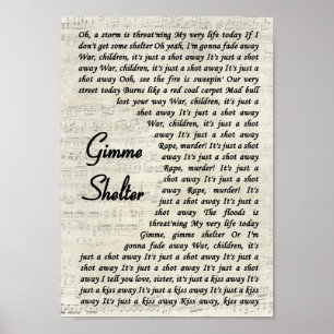 Gimme Shelter Script Song Lyric Print