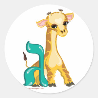 Gimmel Hebreeuws Aleph Bet (alfabet) Giraffe Stick Ronde Sticker