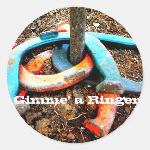 Gimme's een Ringer Hoefijzer Pitching Gifts Ronde Sticker