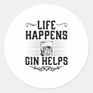 gin-alcohol   Feest drink tonic cocktail cadeau Ronde Sticker