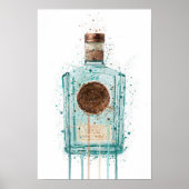 Gin Bottle Wall Art Print Blue (Voorkant)