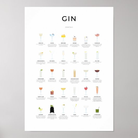 Gin Cocktails Collectie Poster (Voorkant)