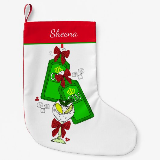 Gin Drinker Gingle Bells Hanging Bottles Funny Kleine Kerstsok (Voorkant)