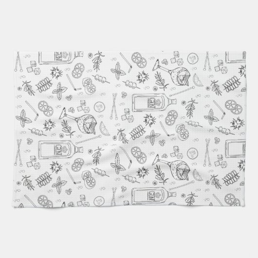 Gin Drinker Love Cocktails Mixologist Pattern Theedoek (Horizontaal)