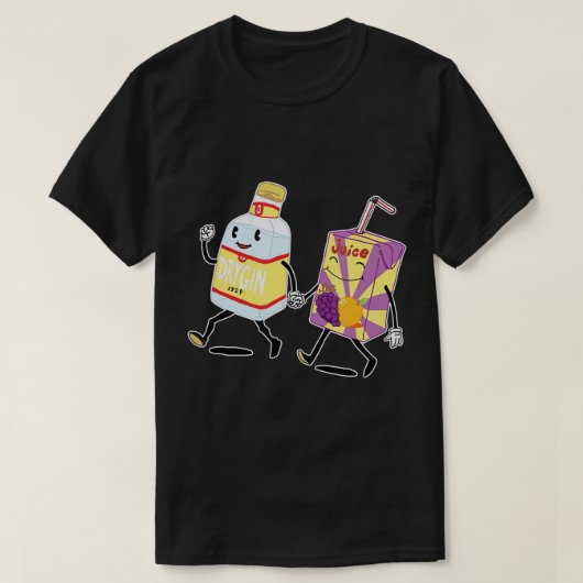 gin en sap grappig zwart T-shirt (Design voorkant)