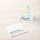 Gin en Tonic Modern Quote Black Typografie Vierkante Kartonnen Onderzetter (Insitu)
