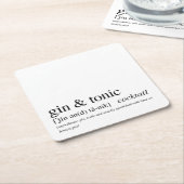 Gin en Tonic Modern Quote Black Typografie Vierkante Kartonnen Onderzetter (Schuin)