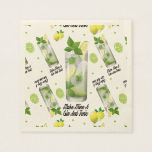 Gin en Tonic, standaard Cocktail Paper Napkins Servetten