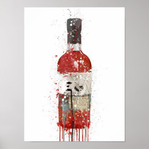 Gin Fles Muur Kunstprint "Berry" Poster