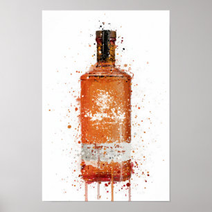 Gin Fles Muur Kunstprint 'Bloedsinaasappel' Poster