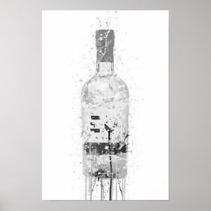Gin Fles Muur Kunstprint 'Grijze Marmer' Poster
