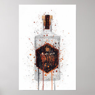 Gin Fles Muur Kunstprint 'Honeycomb' Poster