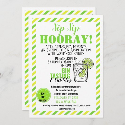 Gin-proevende schimmelwerende stof gin en tonic kaart (Voorkant / Achterkant)