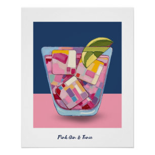 GIN ROSE ET POSTER 3 TONIQUE